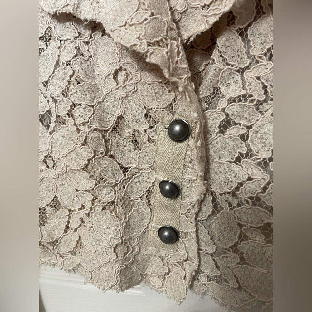 Free People Amelia Lace Cropped Bed Jacket Almond Milk Taupe Size S - Picture 9 of 14